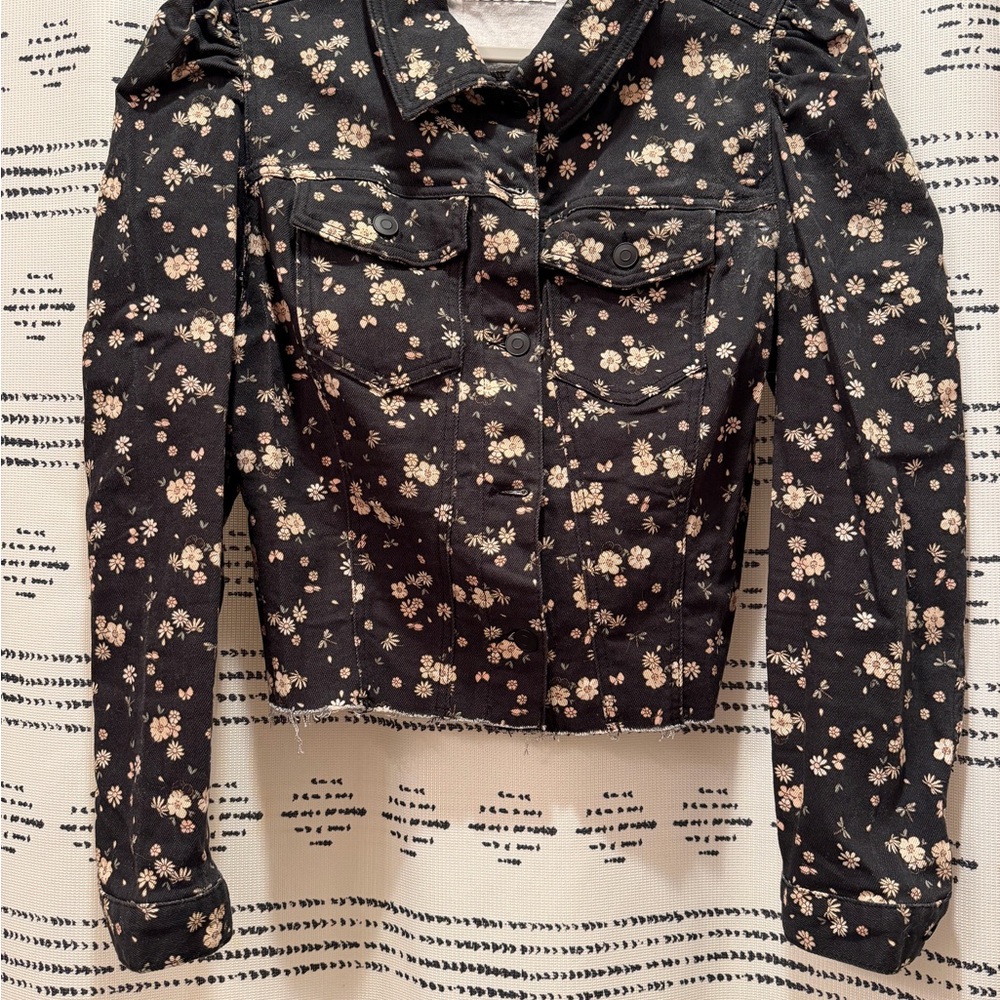 Celebrity Pink Black Floral Denim Jacket